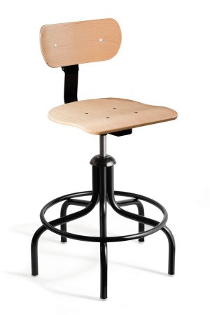 Maple Plywood Mid Height Swivel II Chair; Black Tubular Steel Base w/Welded Footring-5 legs