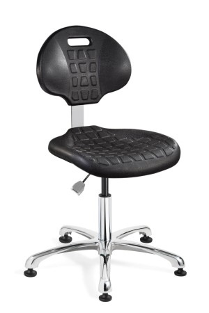 Everlast Desk Height Black Polyurethane Chair; Non-Tilt; Polished Aluminum Base