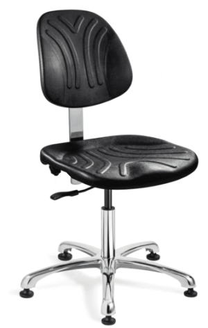 Dura Heavy-Duty Desk Height Black Polyurethane Chair; Non-Tilt; Polished Aluminum Base