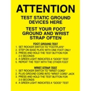 POSTER, FOOT/WRIST GROUND TESTER, 17'' x 22'', PACK OF 5