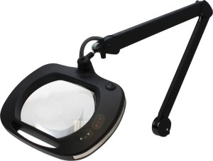 MAGNIFYING LAMP MIGHTY VUE XL5 WITH 5 DIOPTER CRYSTAL CLEAR LENS, 60 LED (2 COLOR TEIMP) WITH TOUCH SENSITIVE INTENSITY CONTROL AND 35" ADJUSTABLE ARM. COLOR BLACK ESD SAFE