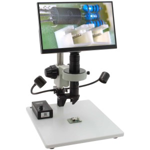 3D VIEWER MICRO LENS SYSTEM WITH MIGHTY CAM EIDOS CAMERA ON POST STAND WITH GOOSENECK LEDS