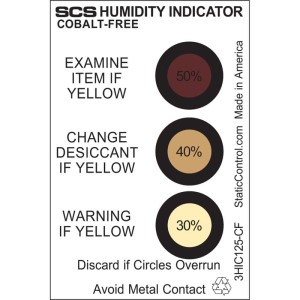 HUMIDITY INDICATOR CARD, COBALT-FREE, 30-40-50%,  125/CAN