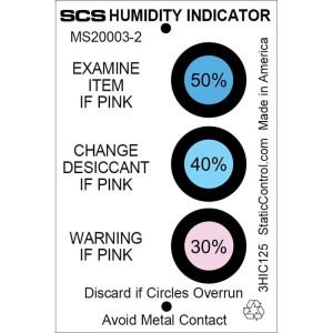 HUMIDITY CARD, 3-SPOT, 125/CAN 30-40-50%; 125/CAN