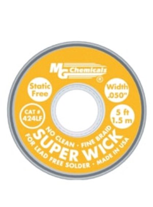 SUPERWICK - #2 YELLOW STATIC FREE, NO CLEAN, FOR LF SOLDER, 1.5 mm - 1/16"