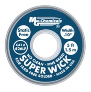 SUPERWICK - #4 BLUE STATIC FREE, NO CLEAN, FOR LF SOLDER, 2.5 mm - 1/10"
