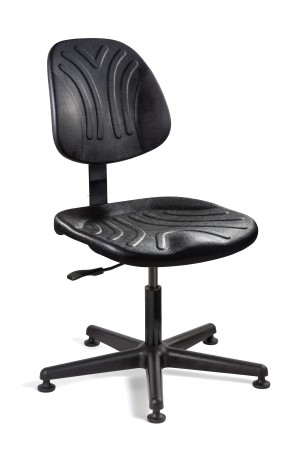 Dura Desk Height Heavy-Duty Black Polyurethane Chair; Non-Tilt; Black Nylon Base