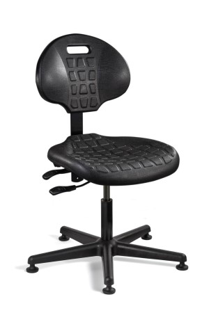 Everlast Desk Height Black Polyurethane Chair; Articulating Seat & Back Tilt; Black Nylon Base