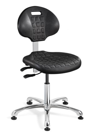 Everlast Desk Height Black Polyurethane Chair; Articulating Seat & Back Tilt; Polished Aluminum Base