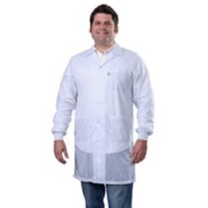 SMOCK, STATSHIELD, LABCOAT, KNITTED CUFFS, WHITE, XSMALL