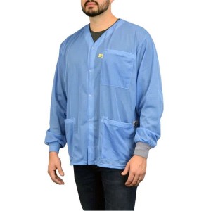 SMOCK, DUAL-WIRE, JACKET, BLUE, M ,KNITTED CUFFS, 3 POCKETS, NO COLLAR
