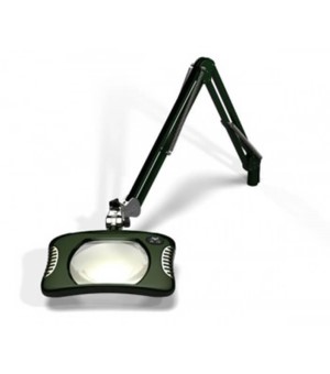 O.C. White 7 x 5.25 " Green-Lite  Rectangle LED Magnifier; 4 Diopter (2X); ESD Safe; Intuitive Lighting Controls with 3 Bank LED Adjustability; Die-Cast Aluminum Construction\\\, Crown White Optical Glass; Table Edge Clamp; 43 " Reach; 100-240v (50/60hz); 12 LED Array only consumes 8W on high.   Racing Green