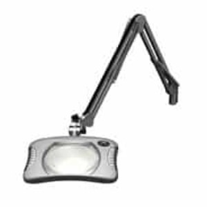 O.C. White 7 x 5.25 " Green-Lite  Rectangle LED Magnifier; 4 Diopter (2X); ESD Safe; Intuitive Lighting Controls with 3 Bank LED Adjustability; Die-Cast Aluminum Construction\\\, Crown White Optical Glass; Table Edge Clamp; 43 " Reach; 100-240v (50/60hz); 12 LED Array only consumes 8W on high.   Silver