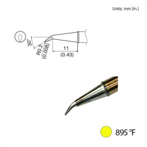 HAKKO TIP,BENT,R0.2mm/30' x 4mm x 11mm,IH,480'C/895'F,FX-1001