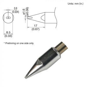 HAKKO TIP,CHISEL,1.6 x 17mm,TINNED FACE ONLY,FU-6001/6002