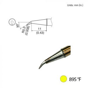 HAKKO TIP,BENT,R0.2mm/30' x 4mm x 11mm,IH,480'C/895'F,FX-1001