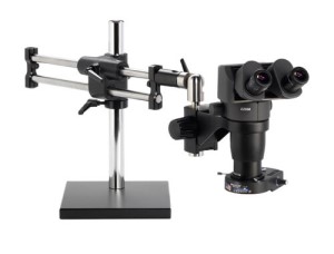 Ergo-Zoom  Stereo-Zoom Ergonomically Adjustable Microscope; Wide 10X Eyepieces; Standard Range 8-50x (up to 200X with optional parts); 16" Tall Ball Bearing Base; Easy 360  main body rotation; 0-35  adjustable angle eyepiece; 1x plan APO at no charge ($399 value);  5 Diopter Adjustable eyepieces to correct individual eyesight variations; CMO Microscope; ESD Safe Standard; Micro-Lite  LV2000-B LED Ring Light