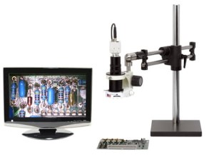 MacroZoom High Definition Video Inspection System; Standard magnification range of 1-60X (up to 120X w/ options) Variable Focal Design Allows Unlimited Working Distance. 5MP Ultra-Cam  II Hybrid HDMI/USB Camera with 22" LCD Monitor; Includes Advanced Imaging & Measurement Software Suite. AIMS includes on-screen controls via wireless mouse for Image/Video Capture\\\, Live vs. Frozen Image comparison\\\, Calibrated Measurement\\\, Labeling\\\, Digital Noise Reduction\\\, Export to Excel\\\, and more; Now included FREE ($595 Value) Exclusive PC suite software extension combines all features listed above\\\, along with Extended Depth of Field Stacking\\\, Image Stiching\\\, and more (PC needed); 24'' Double Ball Bearing Base; Micro-Lite  LV2000-B LED Ring Light
