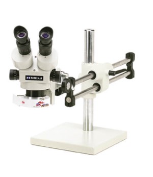 Meiji Stereo-Zoom Microscope System; Standard Range 3.5-45x; 10X Eye Pieces; 0.5x Lens; FL1000 Fluorescent Ring Illuminator