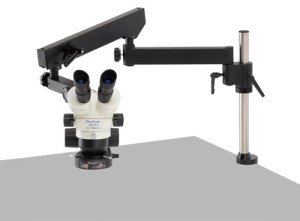 ProZoom  6.5 Stereo-Zoom Microscope; Super-Wide (28mm) 10X Eyepieces; Standard Range 5-65x (up to 390X with optional parts); Articulating Arm Assembly\\\, Easy 360  main body rotation; 190mm working distance; 0.5X Auxiliary Objective Lens at no charge ($125 value);  6 Diopter Adjustable eyepieces to correct individual eyesight variations; 45  Eyetube inclination; ESD Safe Standard; Micro-Lite  LV2000-B LED Ring Light