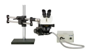 ProZoom  4.5 Stereo-Zoom Microscope; Extra-Large (22mm) 10X Eyepieces; Standard Range 7-45X (3.5   225X with optional parts); 16" Tall Ball Bearing Base\\\, Easy 360  main body rotation; 90-250mm working distance;  0.5 Auxiliary Objective Lens at no charge ($125 value);  5 Diopter Adjustable eyepieces to correct individual eyesight variations; 45  Eyetube inclination; ESD Safe Standard; 150w Fiberoptic Annular Light (Micro-Lite  FL3000-A)