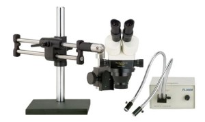 ProZoom  4.5 Stereo-Zoom Microscope; Extra-Large (22mm) 10X Eyepieces; Standard Range 7-45X (3.5   225X with optional parts); 16" Tall Ball Bearing Base\\\, Easy 360  main body rotation; 90-250mm working distance;  0.5 Auxiliary Objective Lens at no charge ($125 value);  5 Diopter Adjustable eyepieces to correct individual eyesight variations; 45  Eyetube inclination; ESD Safe Standard; 150w Fiberoptic Dual Point Light (Micro-Lite  FL3000-D)