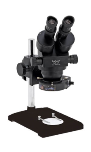 ProZoom  4.5 Stereo-Zoom Microscope; Extra-Large (22mm) 10X Eyepieces; Standard Range 7-45X (3.5   225X with optional parts); Lab Style Base\\\, Easy 360  main body rotation; 90-250mm working distance;  0.5 Auxiliary Objective Lens at no charge ($125 value);  5 Diopter Adjustable eyepieces to correct individual eyesight variations; 45  Eyetube inclination; ESD Safe Standard; Micro-Lite  LV2000-B LED Ring Light