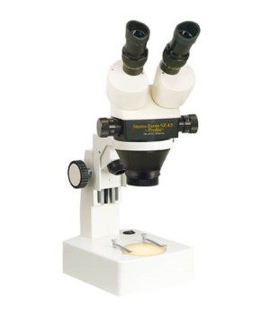 ProZoom  4.5 Stereo-Zoom Microscope; Extra-Large (22mm) 10X Eyepieces; Standard Range 7-45X (3.5   225X with optional parts); Lab Style Base\\\, Easy 360  main body rotation; 90-250mm working distance;  0.5 Auxiliary Objective Lens at no charge ($125 value);  5 Diopter Adjustable eyepieces to correct individual eyesight variations; 45  Eyetube inclination; ESD Safe Standard; Integrated Top and Bottom Lighting
