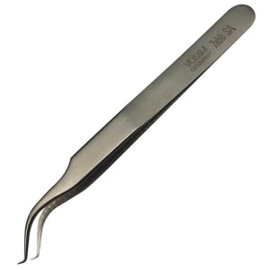 PRECISION SS TWEEZERS, CURVED WITH SHORT STAIGHT TIPS VERY FINE 7ABB SA