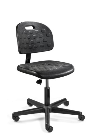 Breva Desk Height Black Polyurethane Chair; Black Nylon Base; Hard Floor Casters