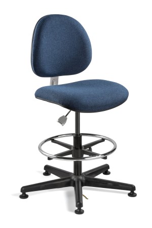 Lexington Tall Height ESD Navy Fabrict Chair; Black Nylon Base w/Adjustable Footring
