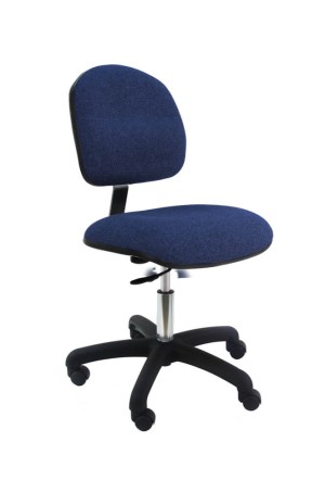 BLUE  FABRIC TALL W/ Foot Rest and one adjustable lever (10" ADJ)  nylon base/casters