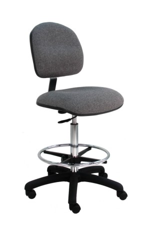 CHARCOAL TALL W/FOOT REST (10" ADJ)  nylon base/casters\, with one adjustable lever
